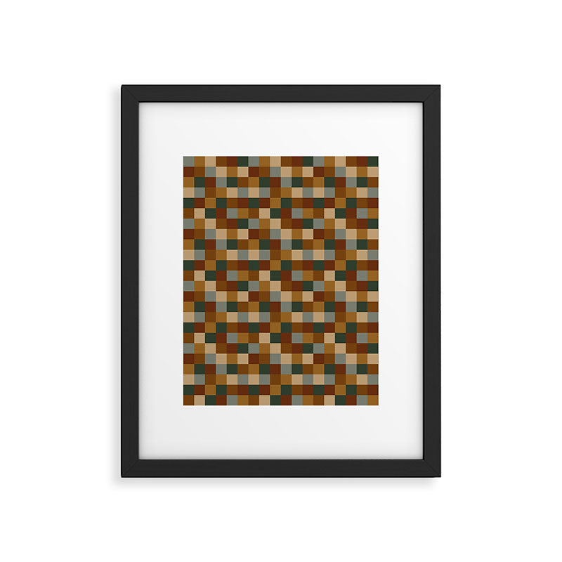 Bold Earthy Checks Pattern - Small VI Framed Art Print Gallery Image 6