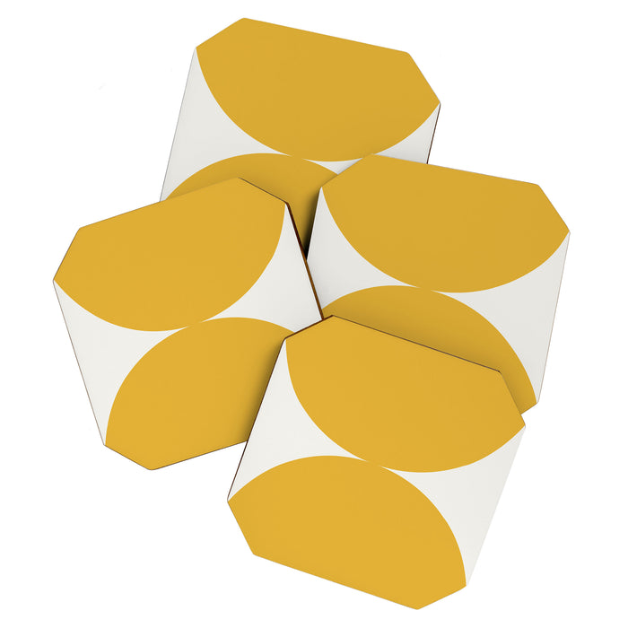 Bold Geometric Shapes Maximalism XII Golden Yellow Coaster Gallery Image 1