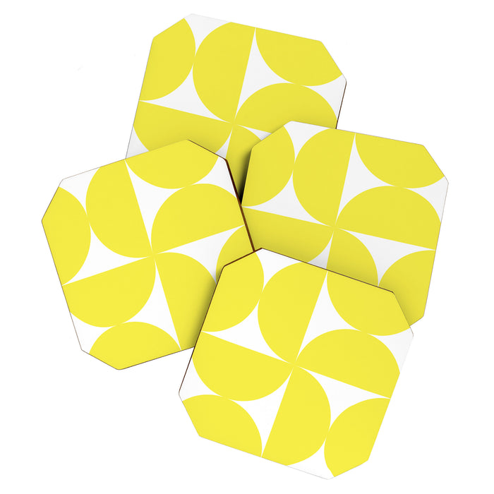 Bold Minimalism CLXXVII Bright Yellow & White Coaster Gallery Image 1