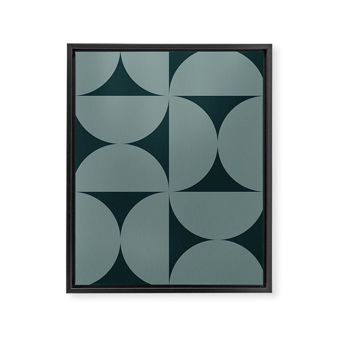 Bauhaus Mid Century Modern Geometric XI Earthy Green Framed Canvas Print Gallery Image 1
