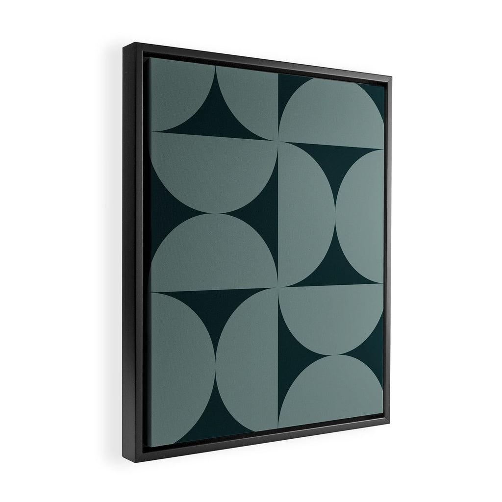 Bauhaus Mid Century Modern Geometric XI Earthy Green Framed Canvas Print Gallery Image 2