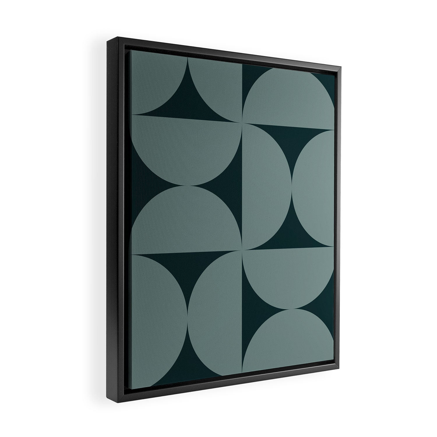Bauhaus Mid Century Modern Geometric XI Earthy Green Framed Canvas Print Gallery Image 2