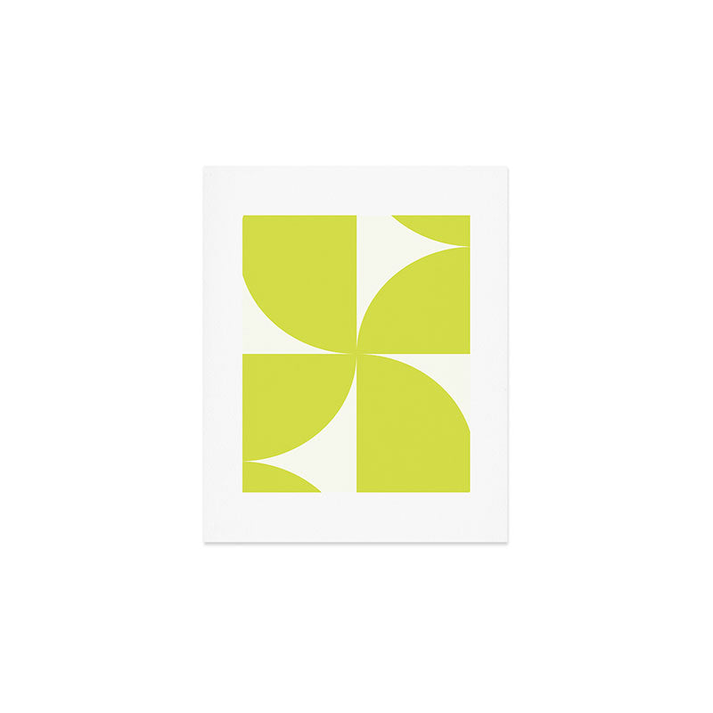 Bauhaus Mid Century Modern Geometric III Lime Green Art Print Gallery Image 1