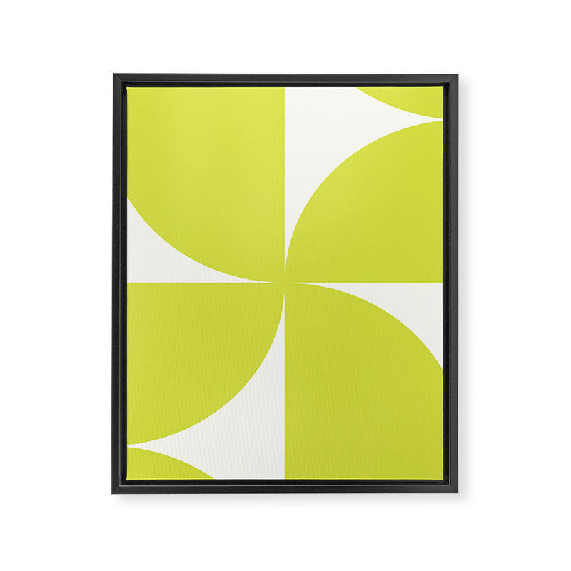 Bauhaus Mid Century Modern Geometric III Lime Green Framed Canvas Print Gallery Image 8