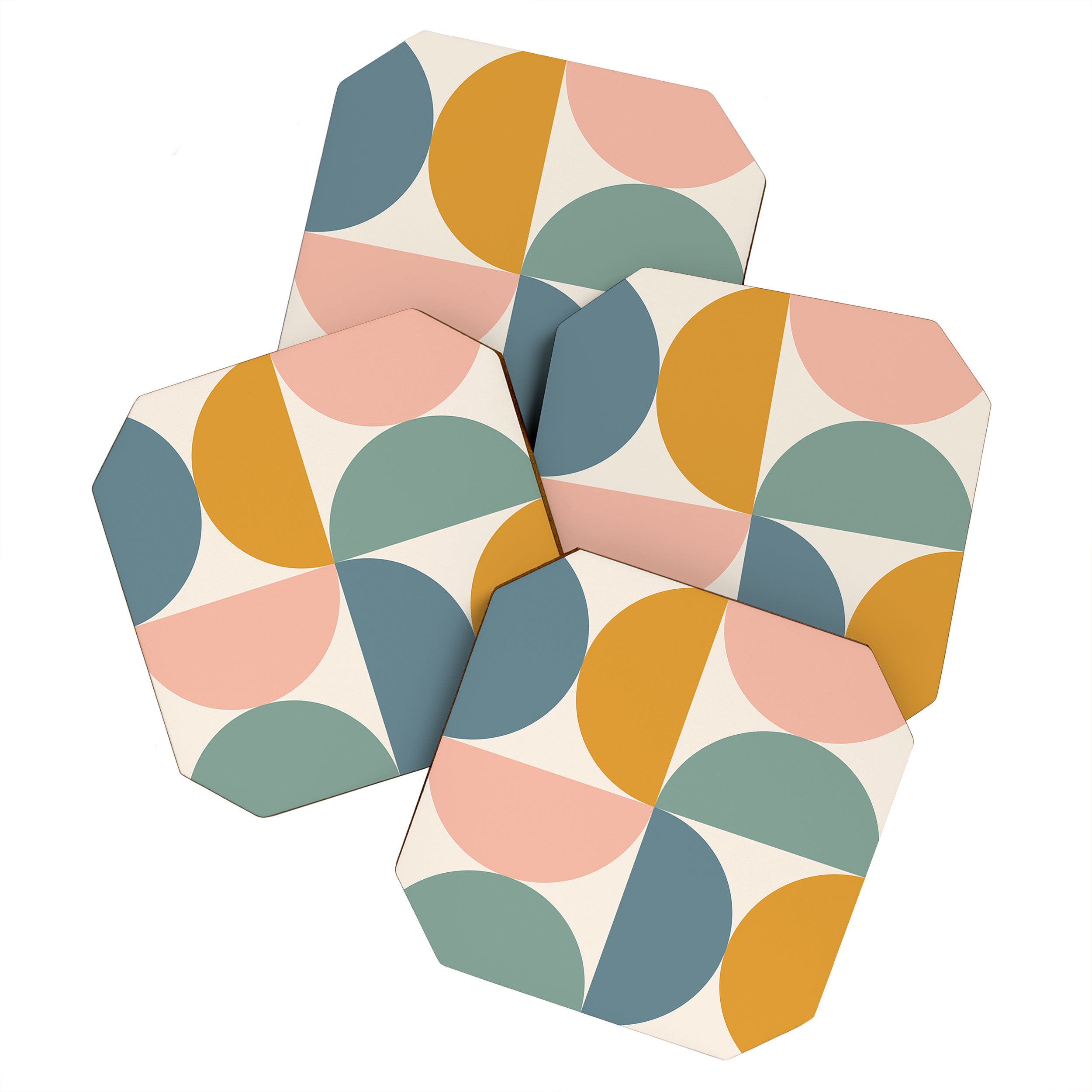 Bauhaus Mid Century Modern Geometric II Natural Pastel Coaster Gallery Image 1