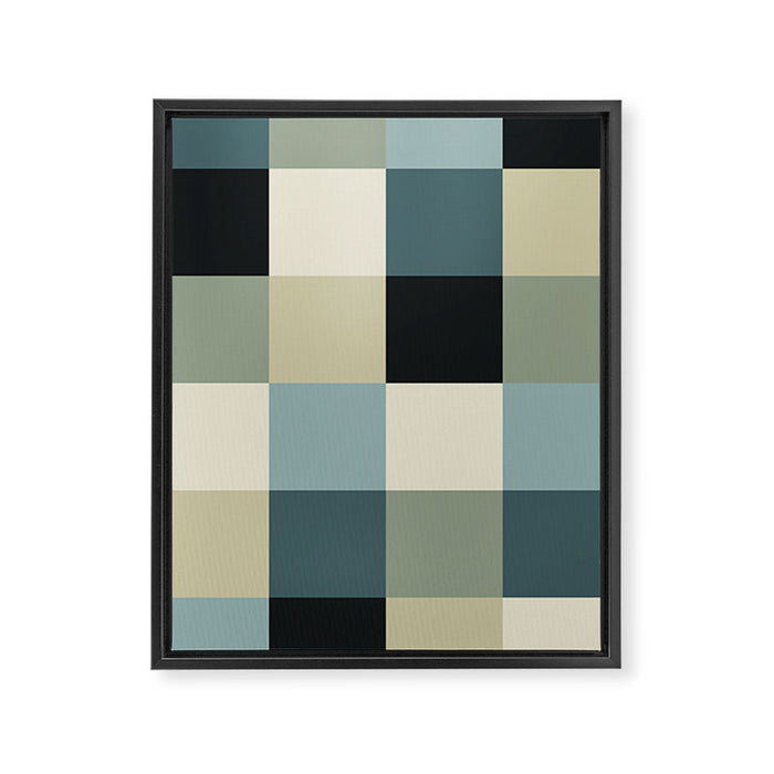 Bold Muted Checks Pattern - Large III Framed Canvas Print Gallery Image 1