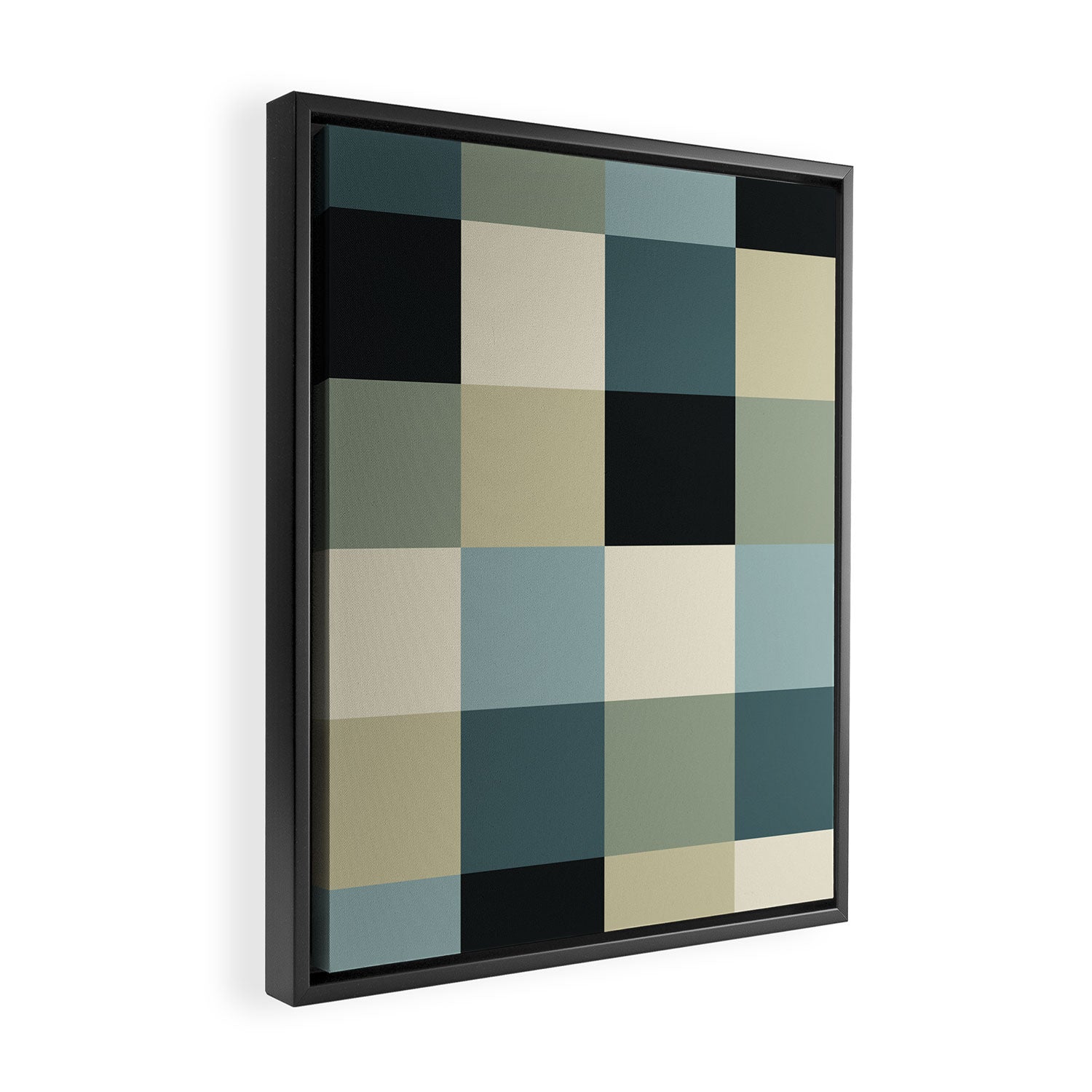 Bold Muted Checks Pattern - Large III Framed Canvas Print Gallery Image 2
