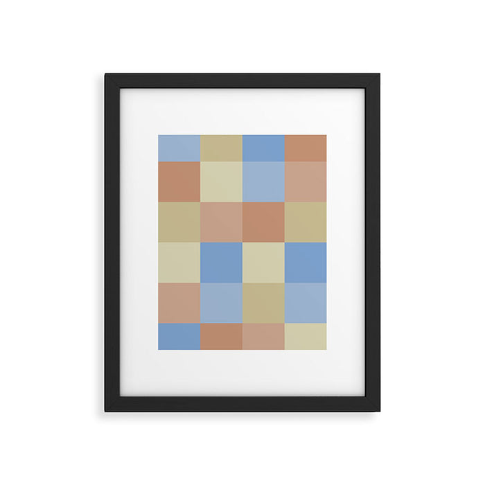 Bold Muted Checks Pattern - Large VII Framed Art Print Gallery Image 1