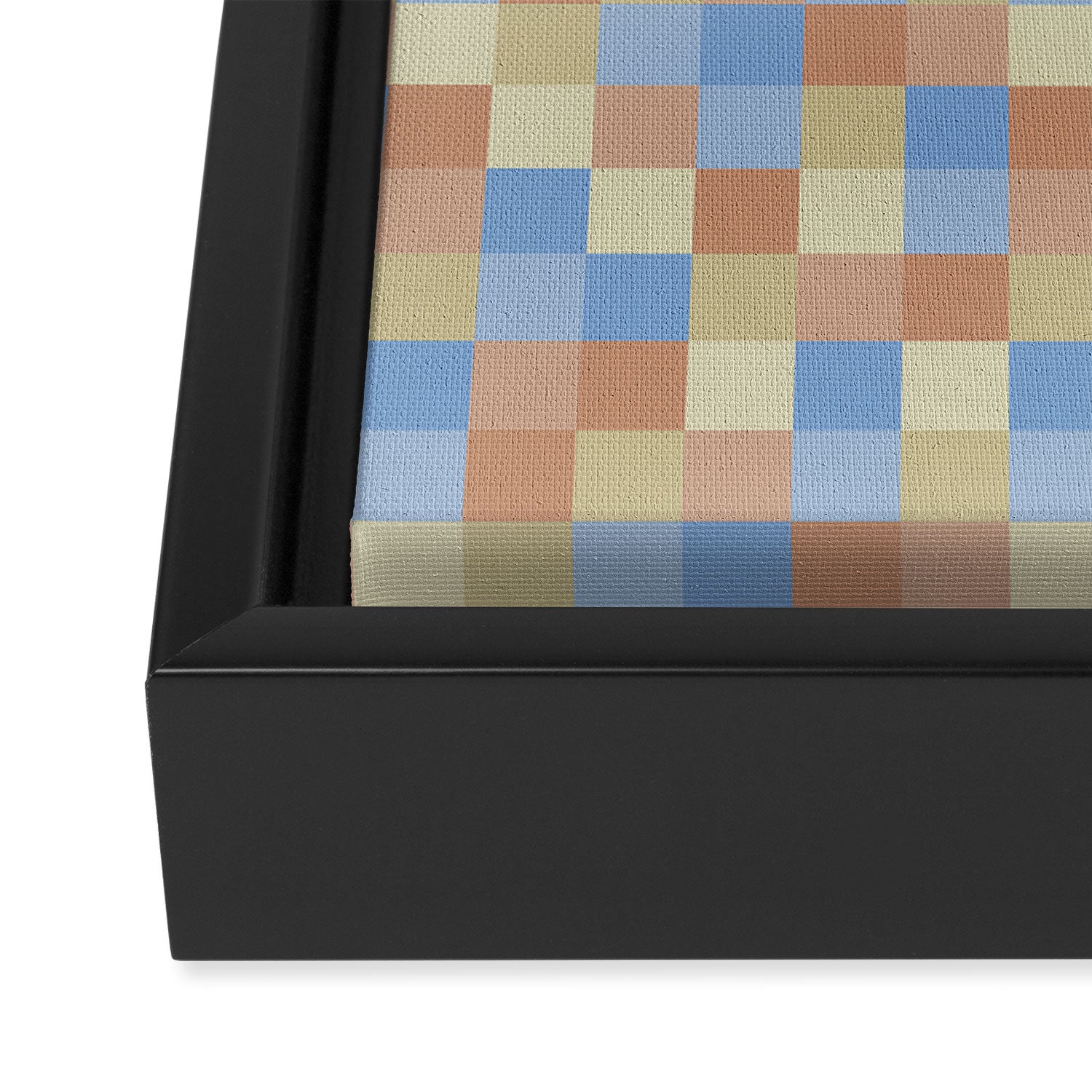 Bold Muted Checks Pattern - Small VII Framed Canvas Print Gallery Image 3
