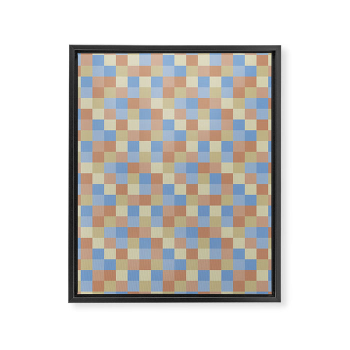 Bold Muted Checks Pattern - Small VII Framed Canvas Print Gallery Image 1