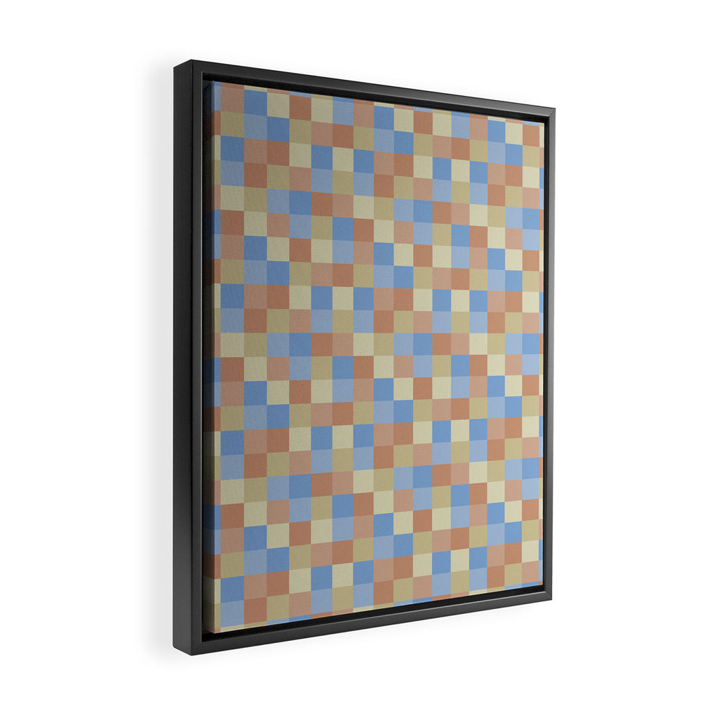 Bold Muted Checks Pattern - Small VII Framed Canvas Print Gallery Image 2