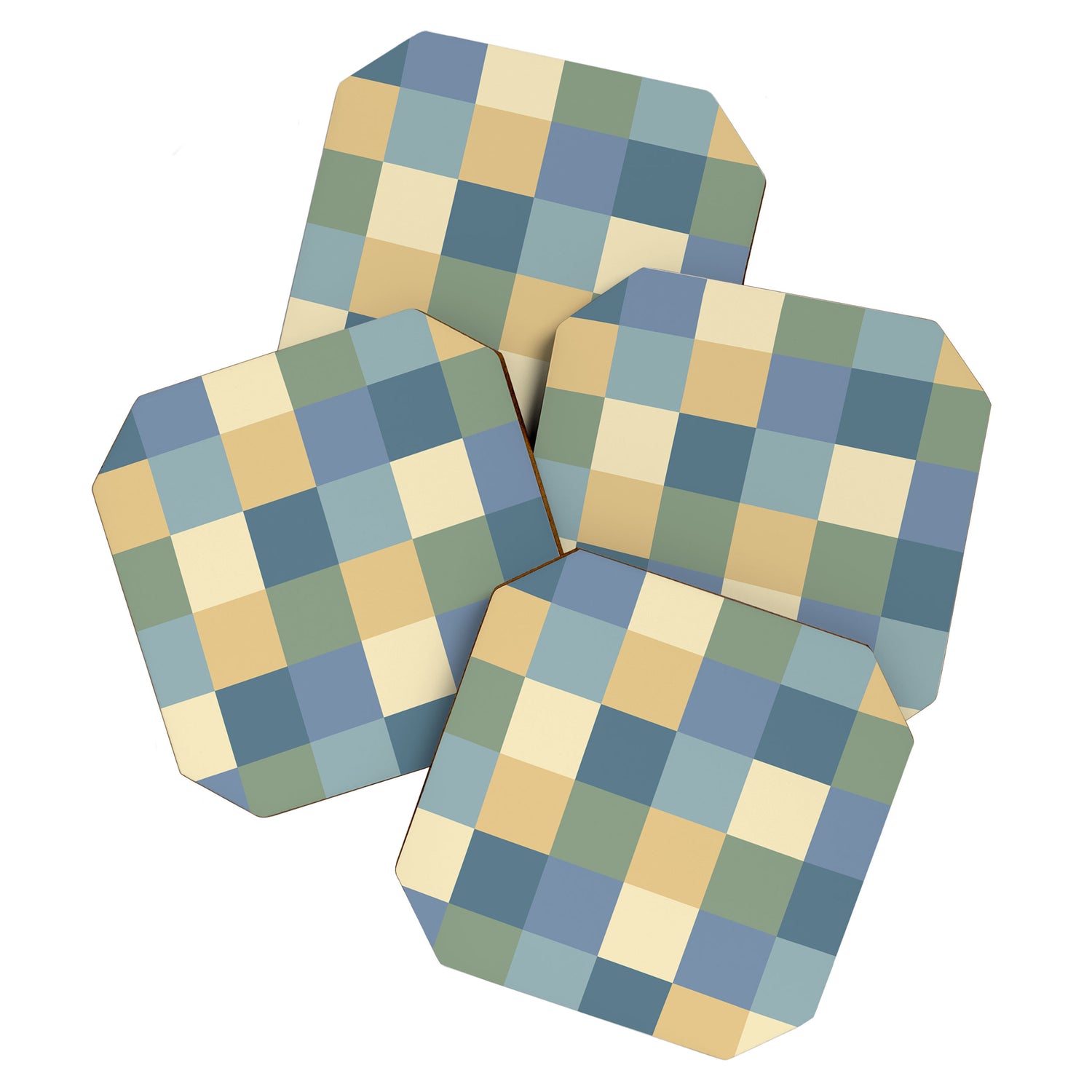 Bold Natural Checks Pattern - Large VIII Coaster Gallery Image 1