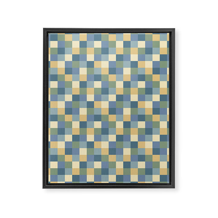 Bold Natural Checks Pattern - Small VIII Framed Canvas Print Gallery Image 1
