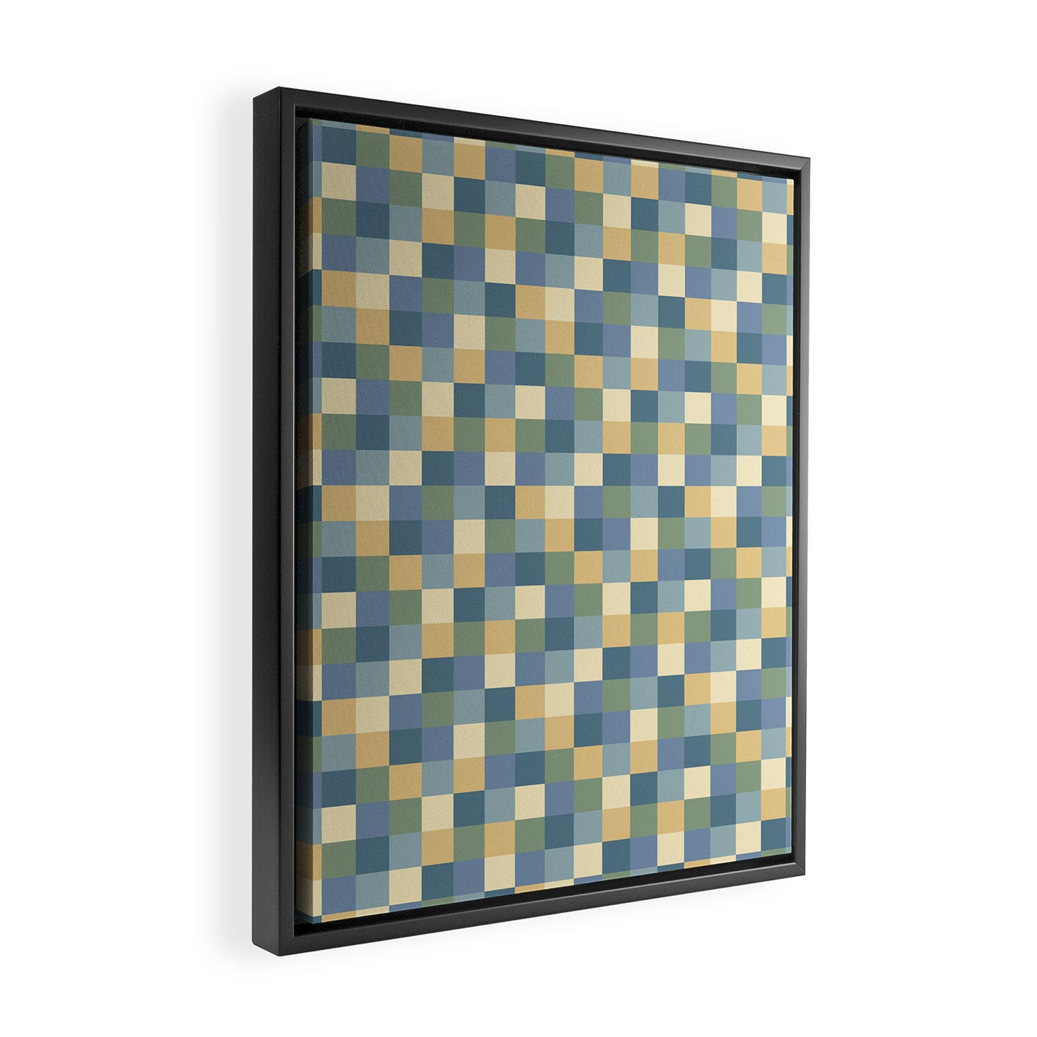 Bold Natural Checks Pattern - Small VIII Framed Canvas Print Gallery Image 2