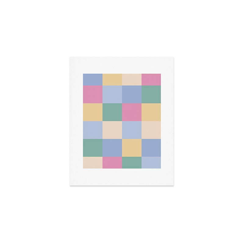 Bold Pastel Checks Pattern - Large XXXII Art Print Gallery Image 1