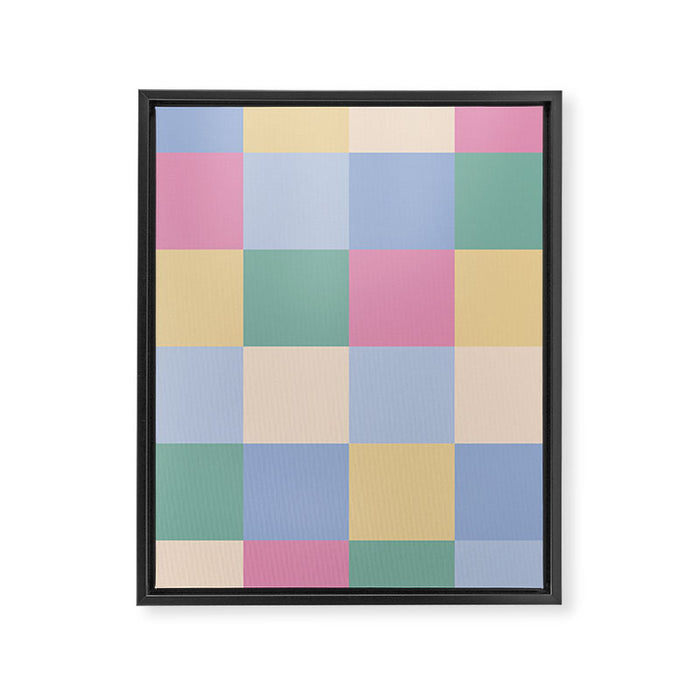 Bold Pastel Checks Pattern - Large XXXII Framed Canvas Print Gallery Image 1