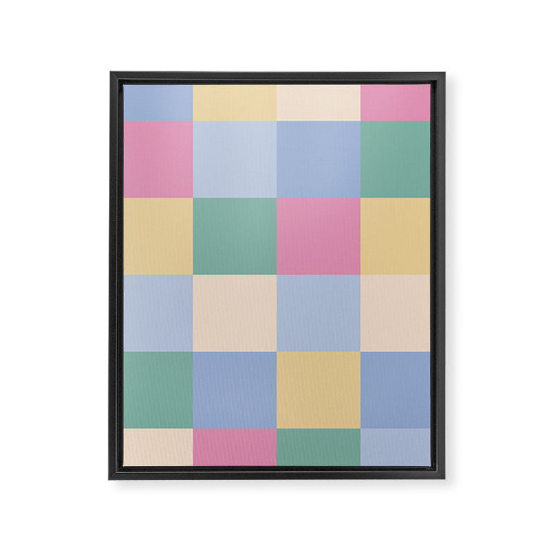 Bold Pastel Checks Pattern - Large XXXII Framed Canvas Print Gallery Image 8