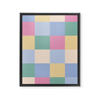 Bold Pastel Checks Pattern - Large XXXII Framed Canvas Print Gallery Image 8