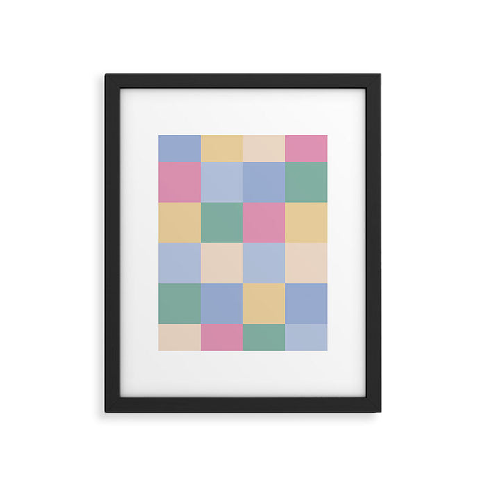 Bold Pastel Checks Pattern - Large XXXII Framed Art Print Gallery Image 1