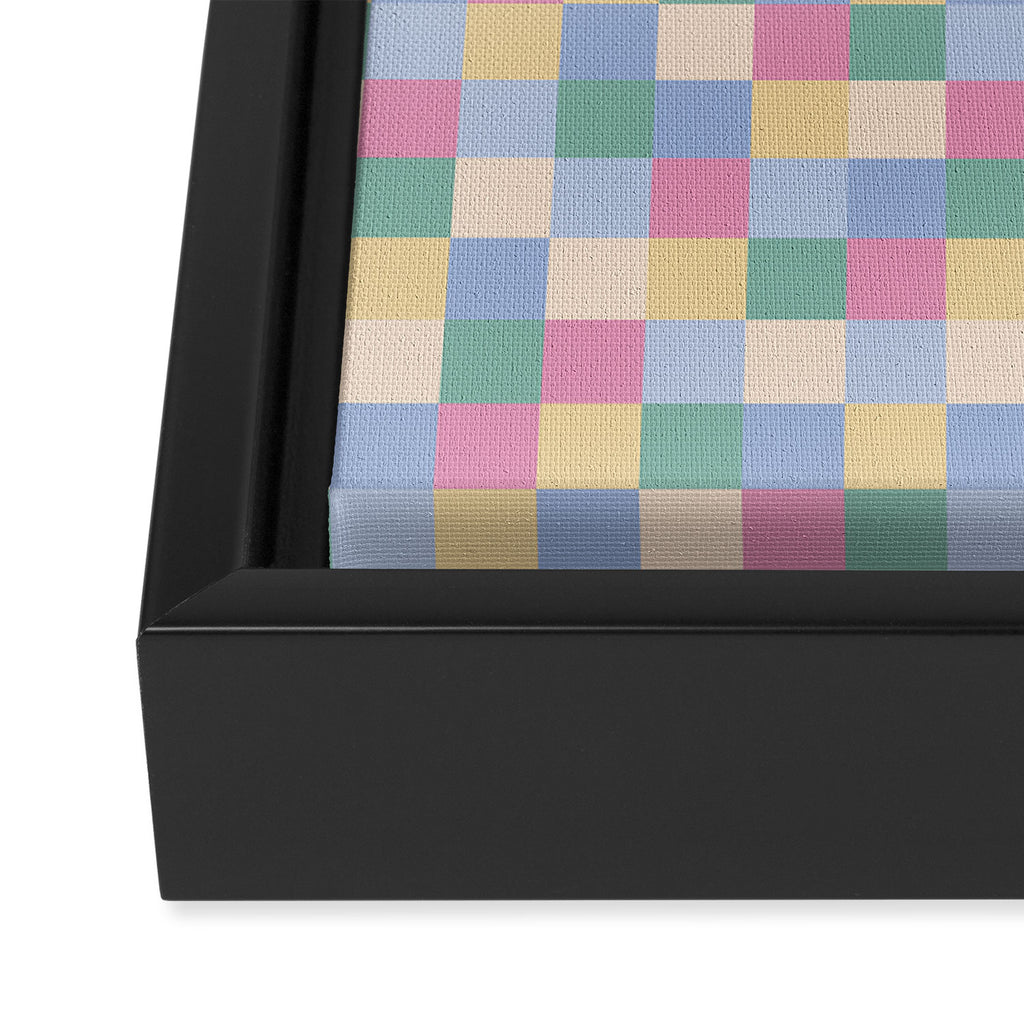 Bold Pastel Checks Pattern - Small XXXII Framed Canvas Print Gallery Image 3