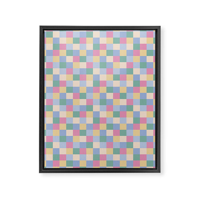 Bold Pastel Checks Pattern - Small XXXII Framed Canvas Print Gallery Image 1
