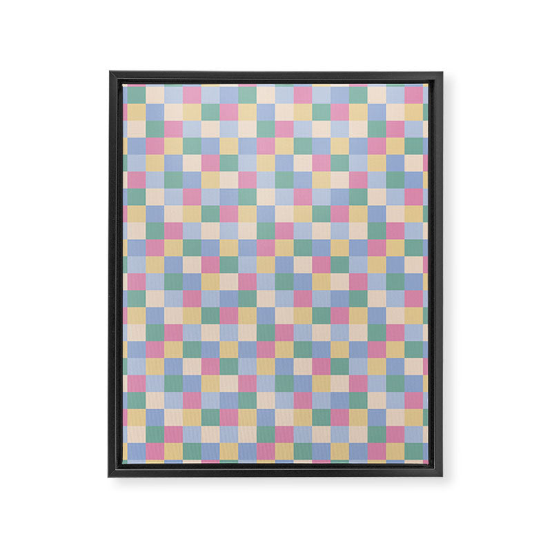 Bold Pastel Checks Pattern - Small XXXII Framed Canvas Print Gallery Image 8