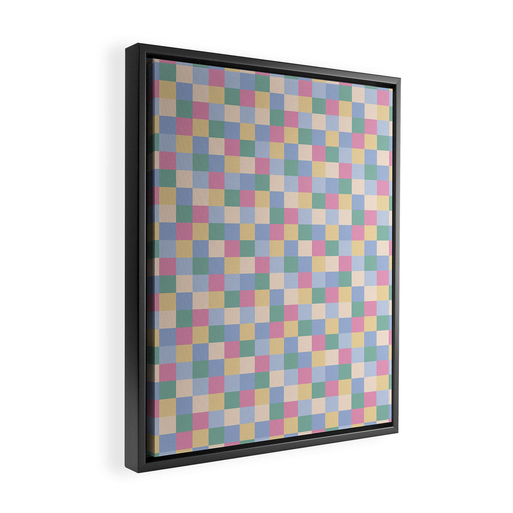 Bold Pastel Checks Pattern - Small XXXII Framed Canvas Print Gallery Image 2