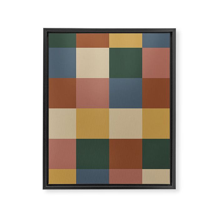 Bold Retro Checks Pattern - Large XI Framed Canvas Print Gallery Image 1