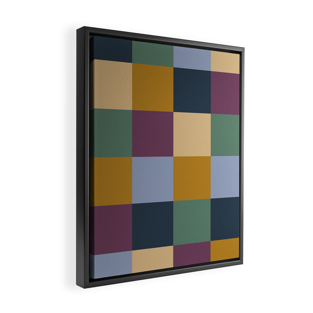 Bold Retro Checks Pattern - Large XIV Framed Canvas Print Gallery Image 2