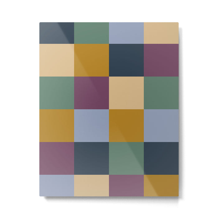 Bold Retro Checks Pattern - Large XIV Metal Print Gallery Image 1