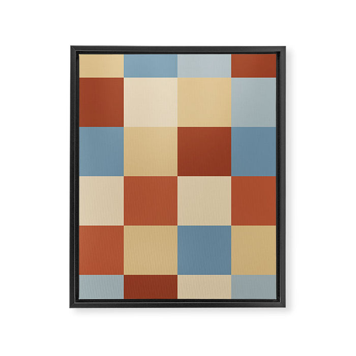Bold Retro Checks Pattern - Large XX Framed Canvas Print Gallery Image 1