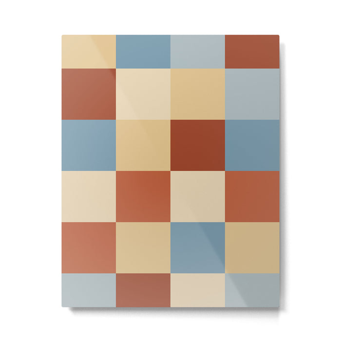 Bold Retro Checks Pattern - Large XX Metal Print Gallery Image 1
