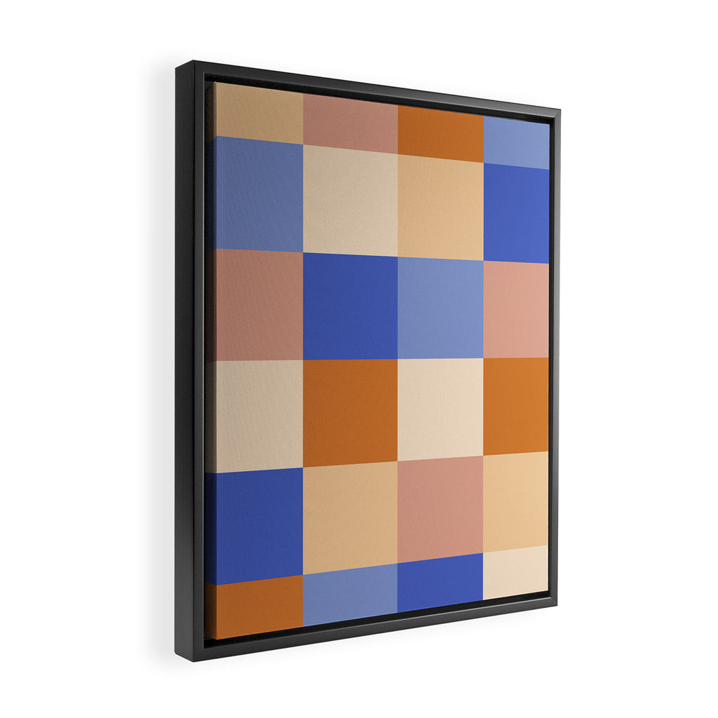 Bold Retro Checks Pattern - Large XXIX Framed Canvas Print Gallery Image 2