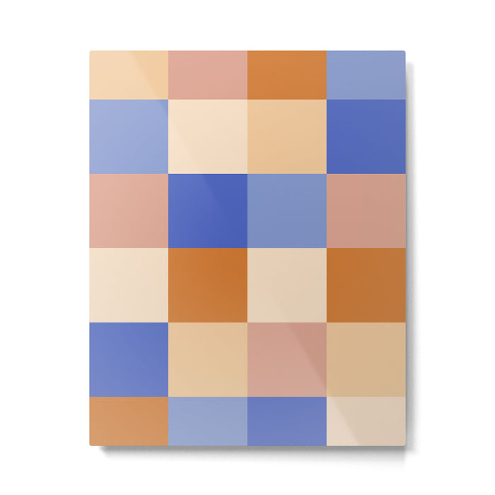 Bold Retro Checks Pattern - Large XXIX Metal Print Gallery Image 1