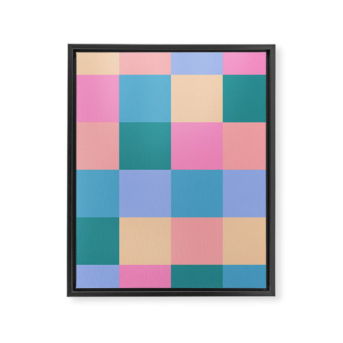 Bold Retro Checks Pattern - Large XXXI Framed Canvas Print Gallery Image 1