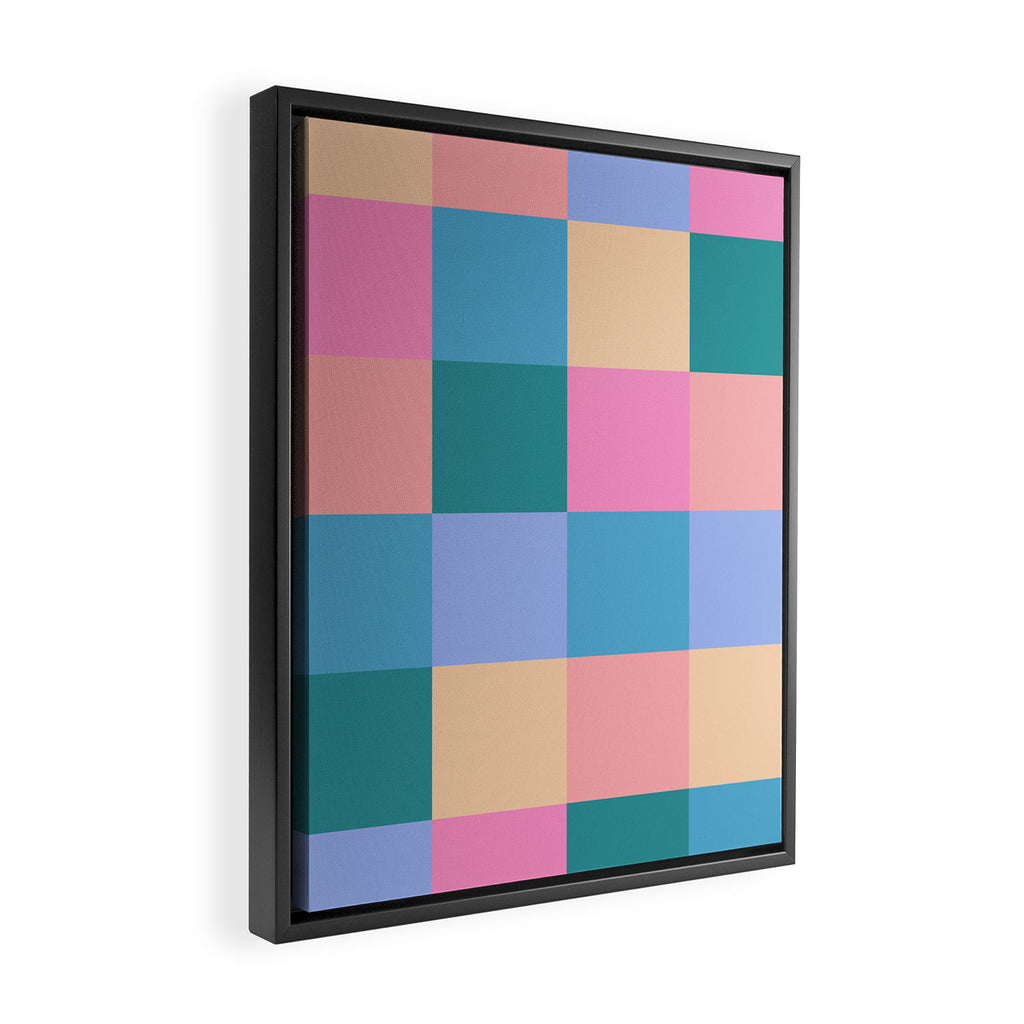 Bold Retro Checks Pattern - Large XXXI Framed Canvas Print Gallery Image 2