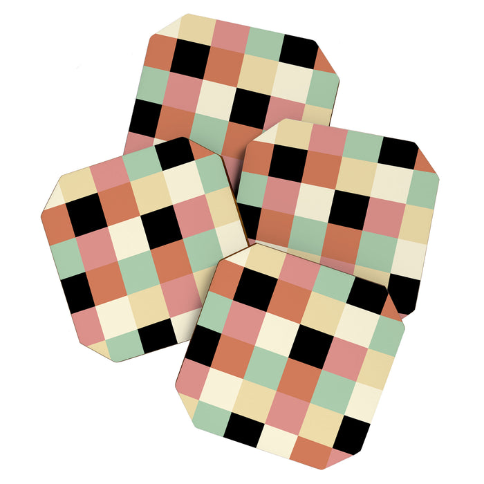 Bold Retro Checks Pattern - Large XXXIV Coaster Gallery Image 1