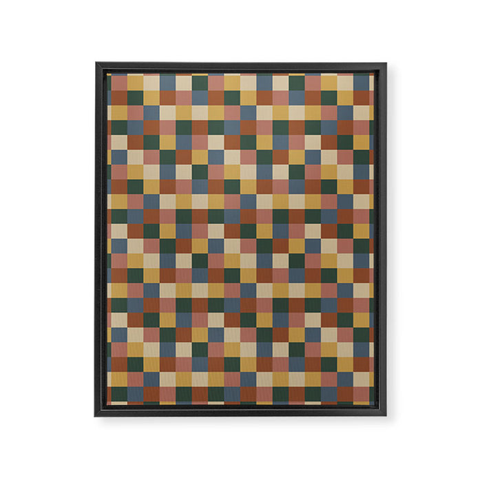 Bold Retro Checks Pattern - Small XI Framed Canvas Print Gallery Image 1