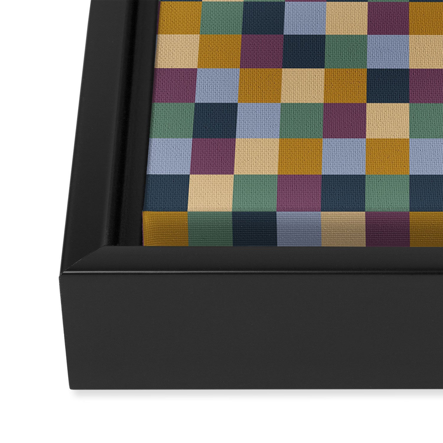 Bold Retro Checks Pattern - Small XIV Framed Canvas Print Gallery Image 3