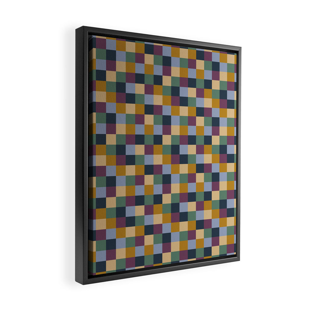 Bold Retro Checks Pattern - Small XIV Framed Canvas Print Gallery Image 2