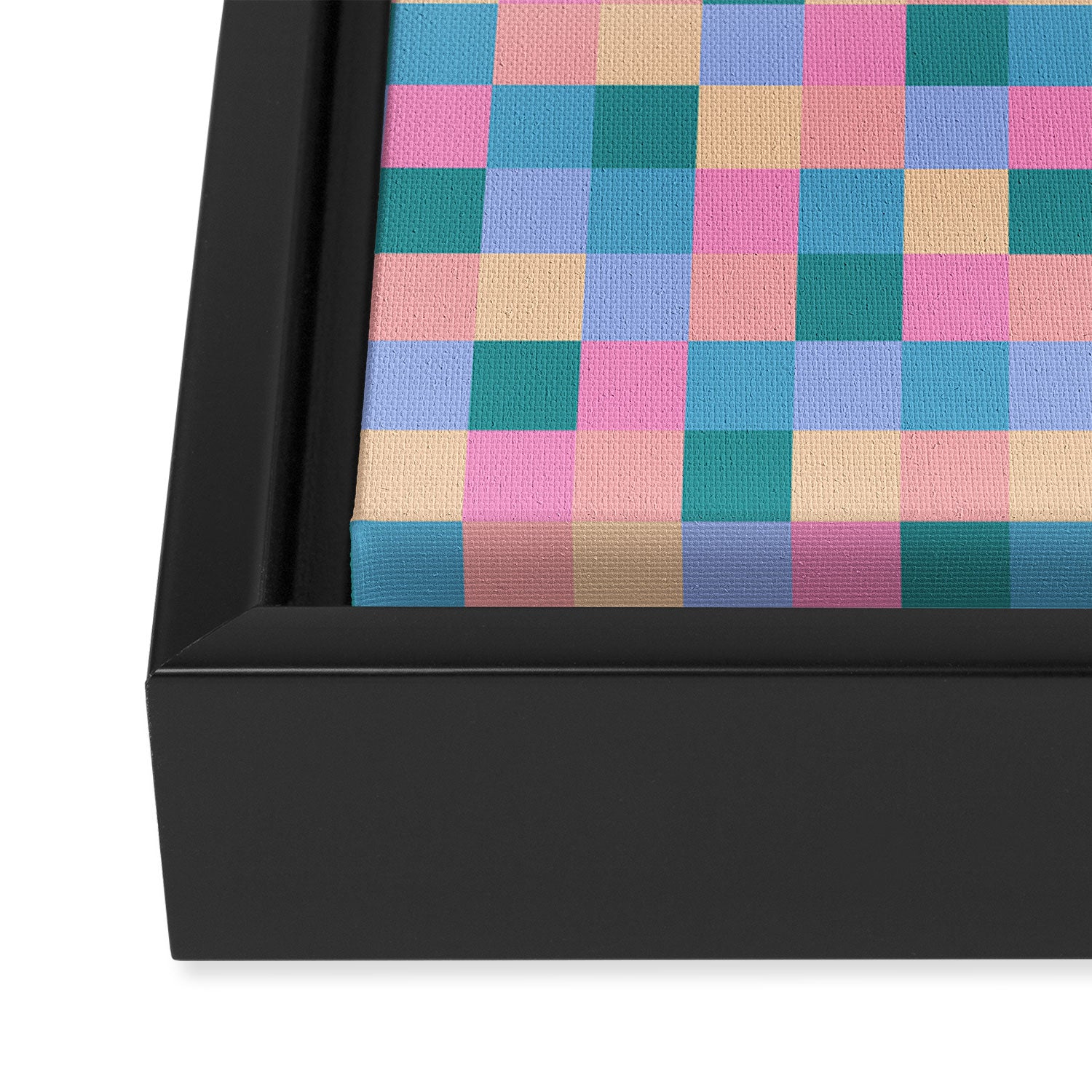 Bold Retro Checks Pattern - Small XXXI Framed Canvas Print Gallery Image 3