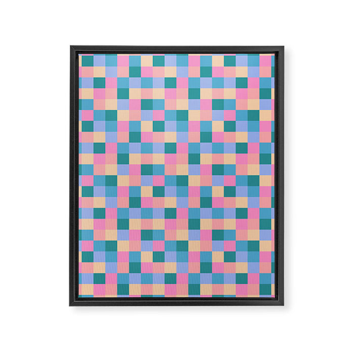 Bold Retro Checks Pattern - Small XXXI Framed Canvas Print Gallery Image 1