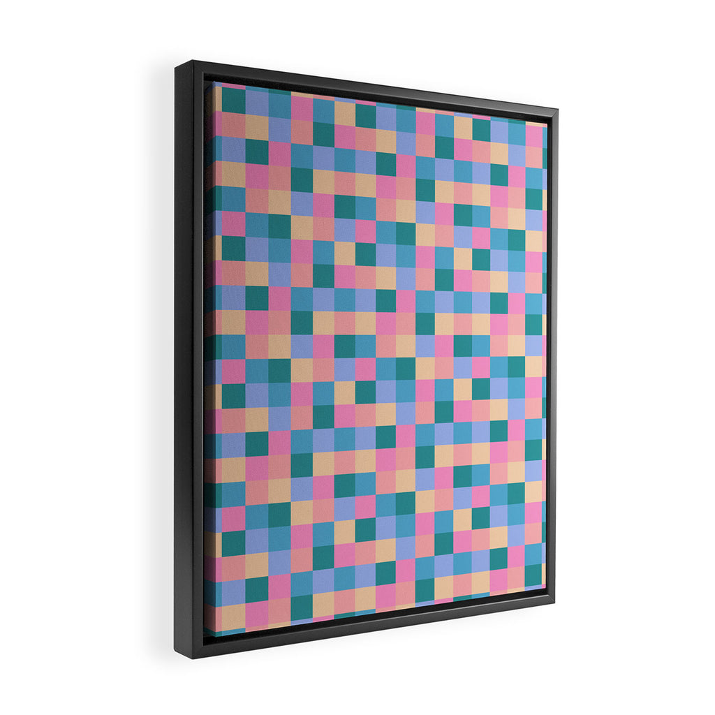 Bold Retro Checks Pattern - Small XXXI Framed Canvas Print Gallery Image 2