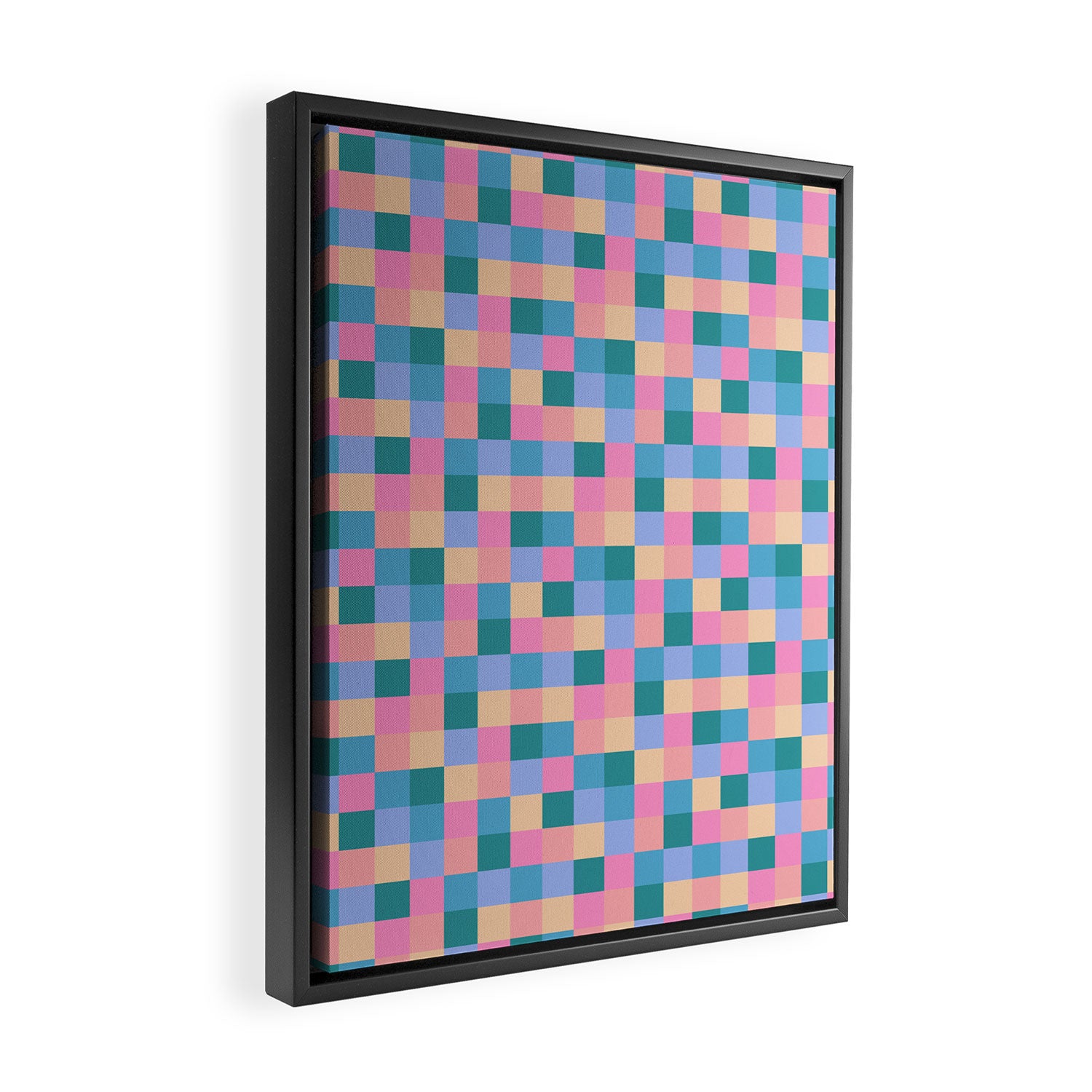 Bold Retro Checks Pattern - Small XXXI Framed Canvas Print Gallery Image 2