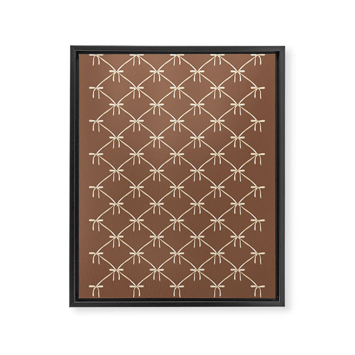 Bows and Ribbons Pattern LXII Coffee Creme Framed Canvas Print Gallery Image 1