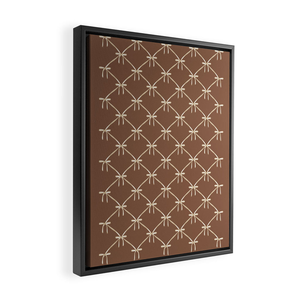 Bows and Ribbons Pattern LXII Coffee Creme Framed Canvas Print Gallery Image 2