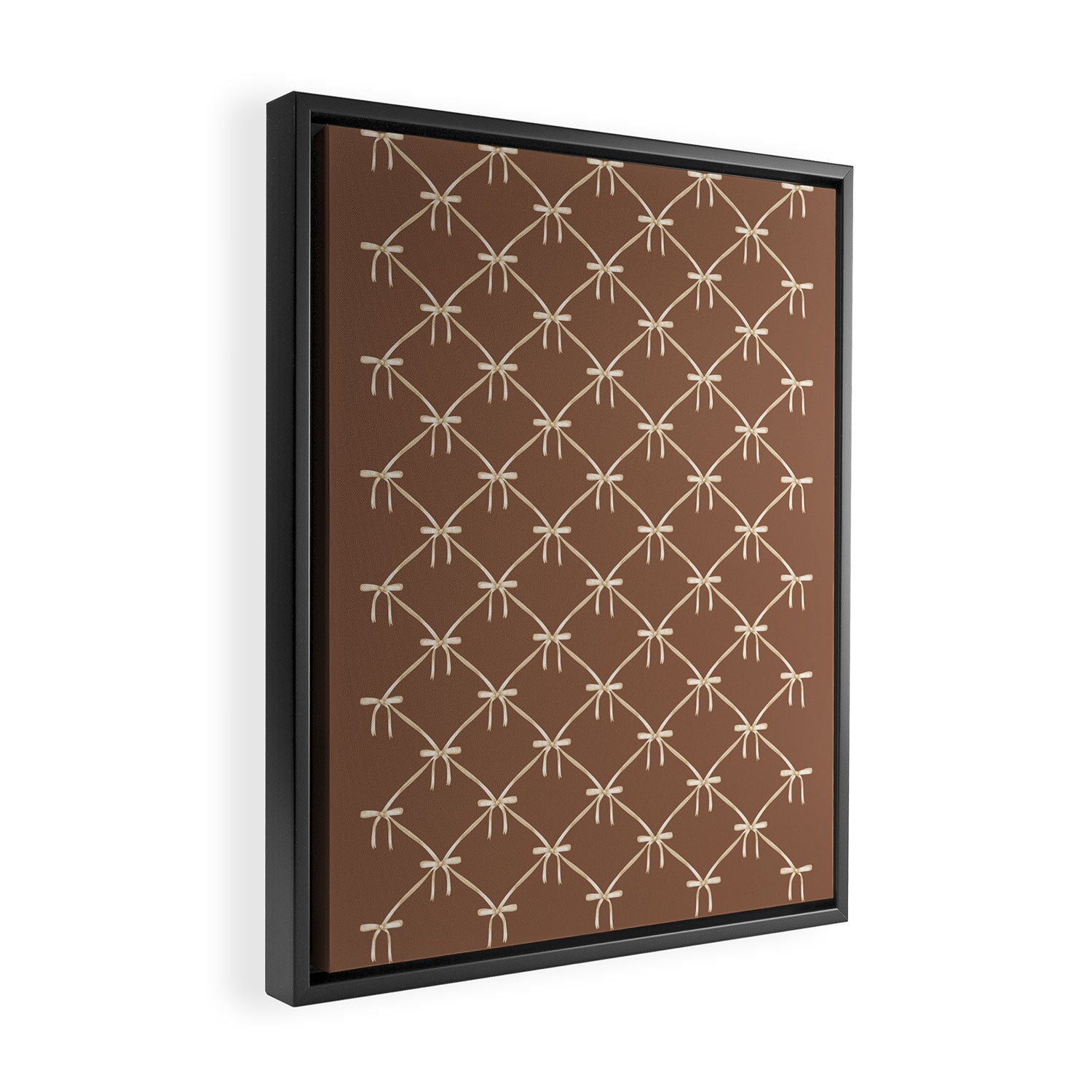 Bows and Ribbons Pattern LXII Coffee Creme Framed Canvas Print Gallery Image 2