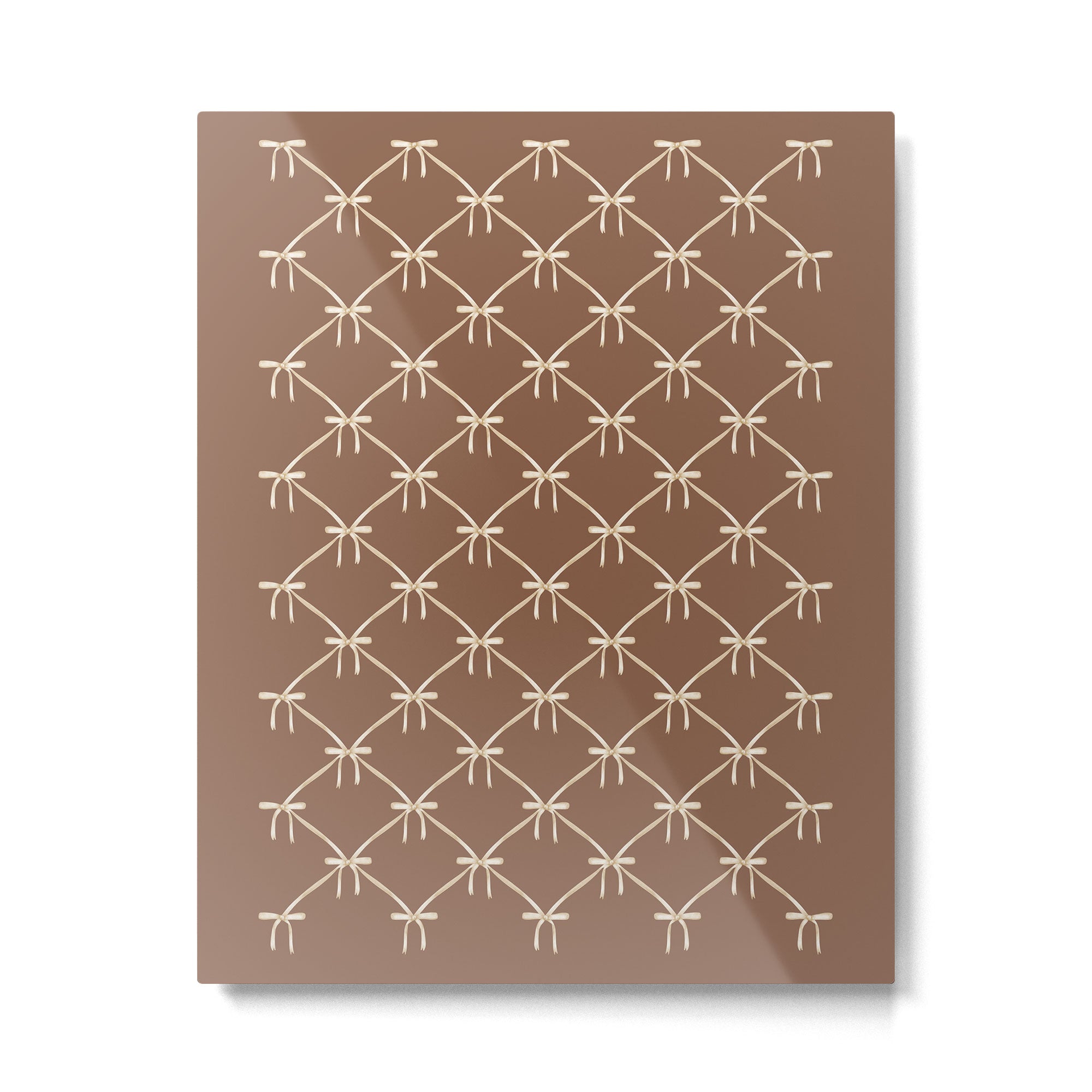 Bows and Ribbons Pattern LXII Coffee Creme Metal Print Gallery Image 6