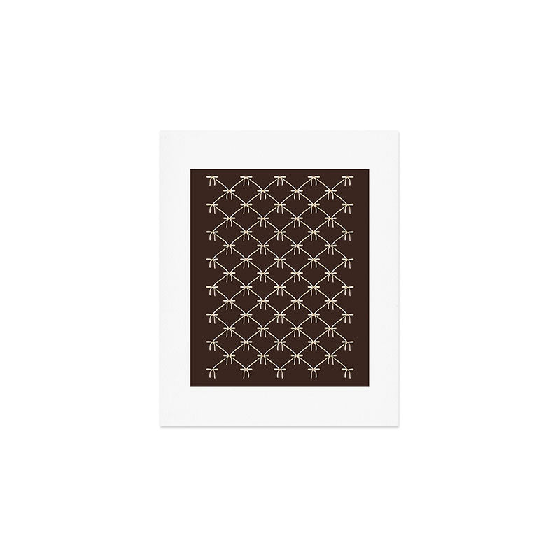 Bows and Ribbons Pattern LXIII Mocha Brown Art Print Gallery Image 1