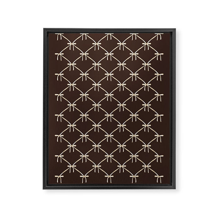 Bows and Ribbons Pattern LXIII Mocha Brown Framed Canvas Print Gallery Image 1